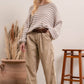STRIPED KNIT PULLOVER: TAUPE