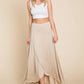 High And Low Flare Long Skirt in Warm Beige